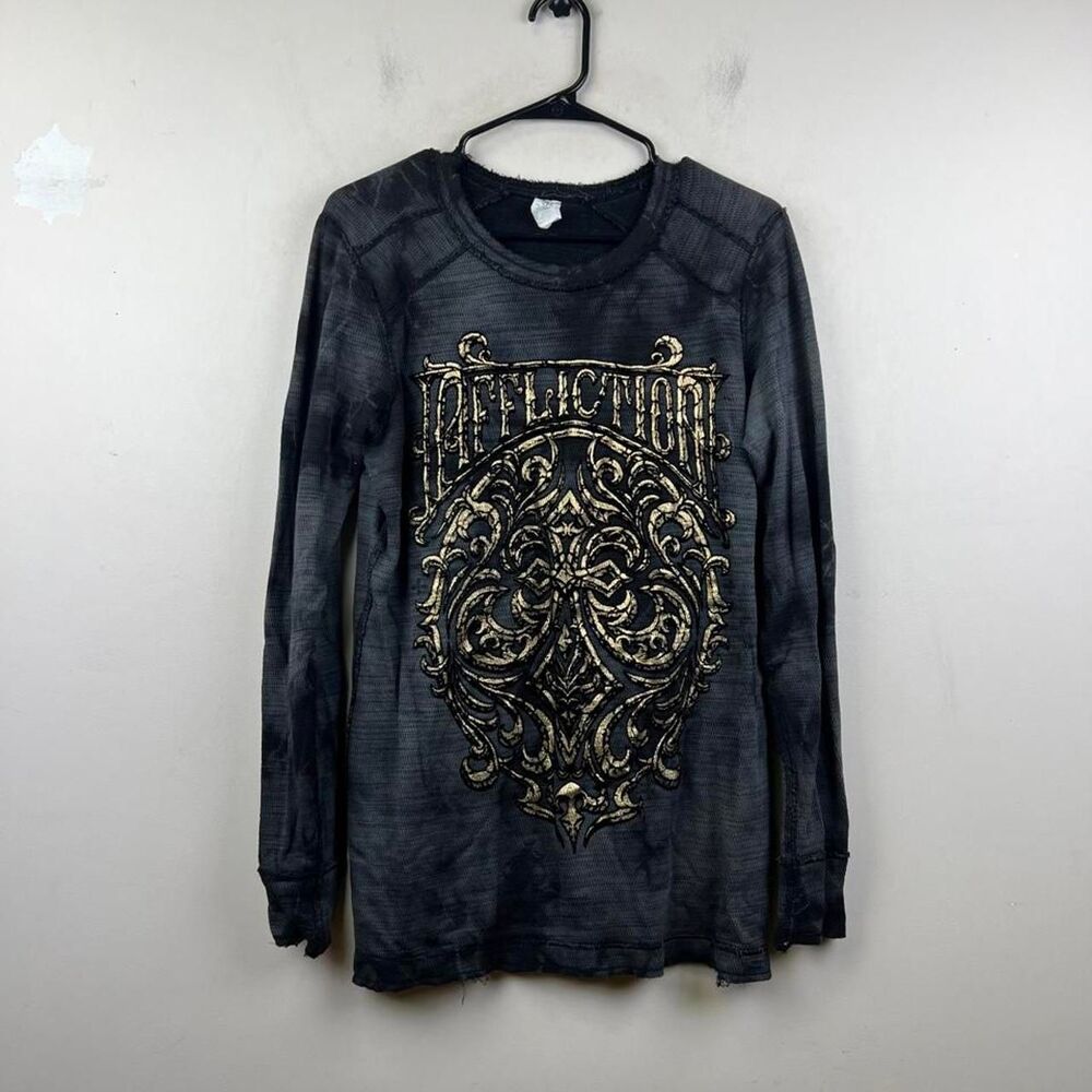 Affliction Reversible Marblesmith Black Long Sleeve Shirt Size M